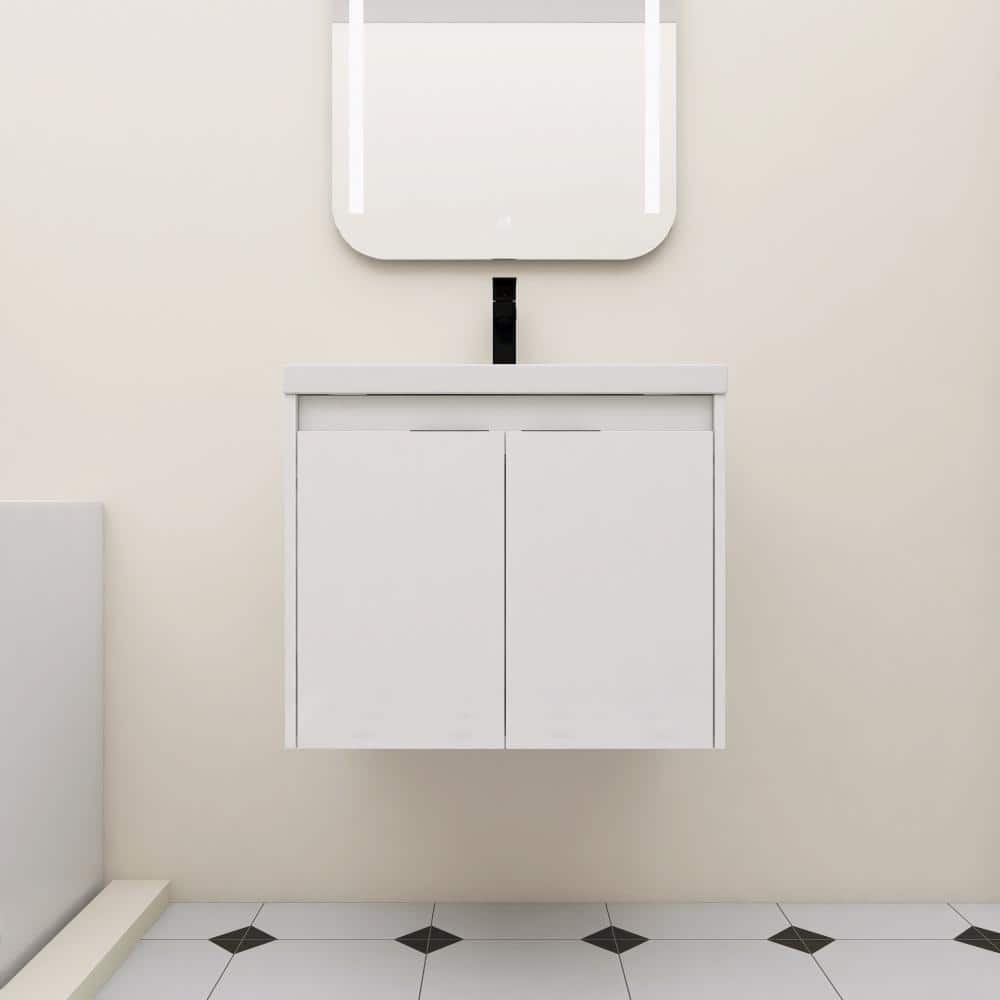 23.63 in. Single Floating Glossy White Bath Vanity with White Resin Top Unassembled price history on PriceWatchPro