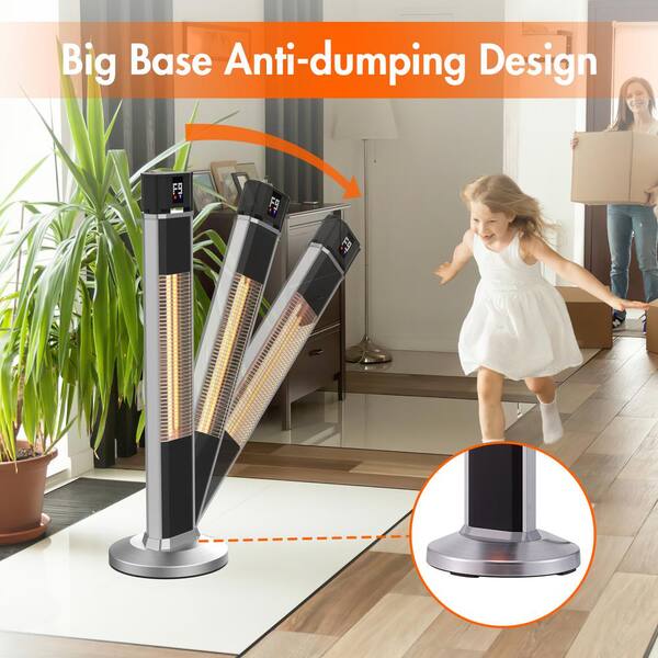 FUFUu0026GAGA 1500-Watt Freestanding Heater Electric Indoor/Outdoor Carbon Tech  Portable Heater with LED Display, Remote KF020209-01-KPL - The Home Depot