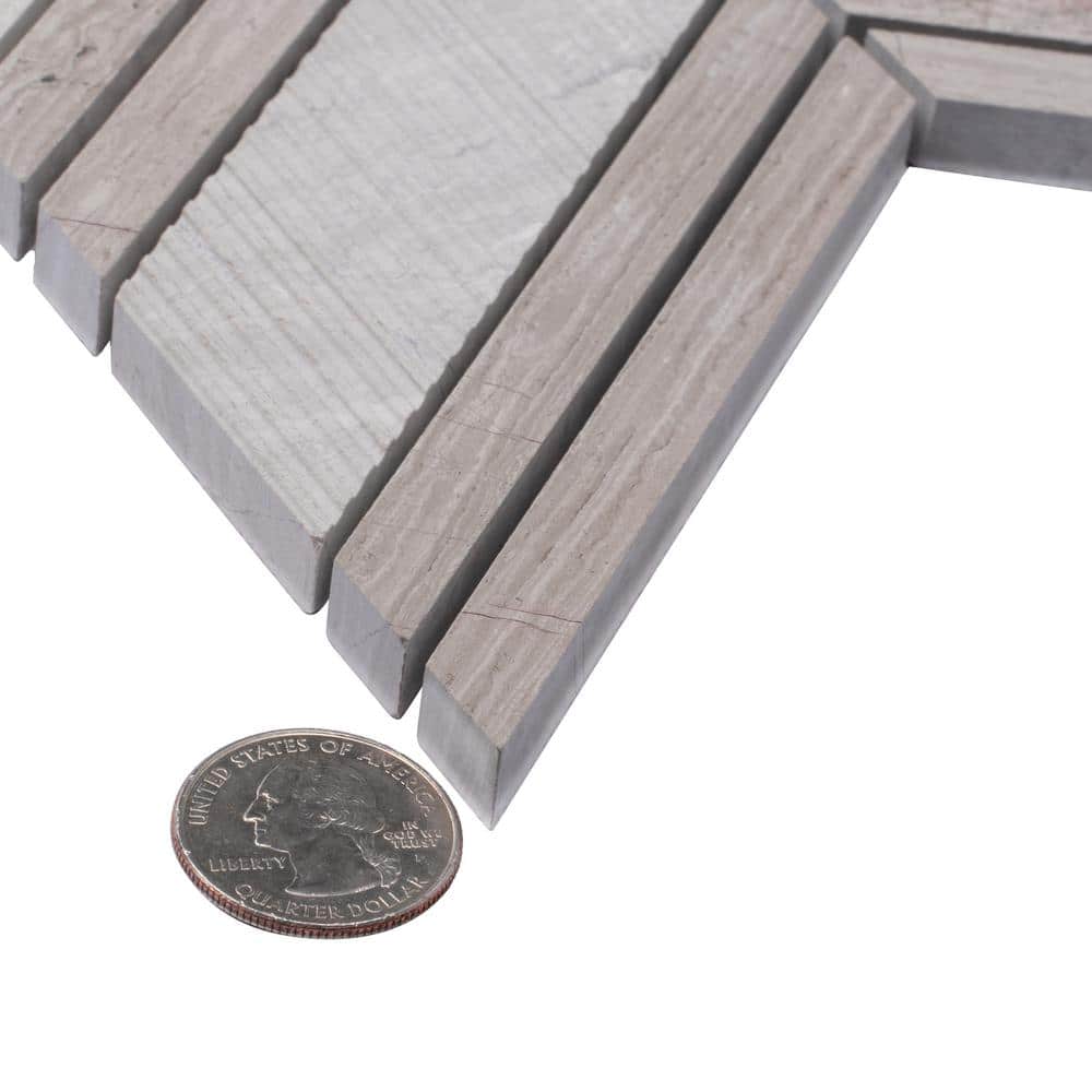 Gray and Beige Chevron Polished Marble Mosaic Tile