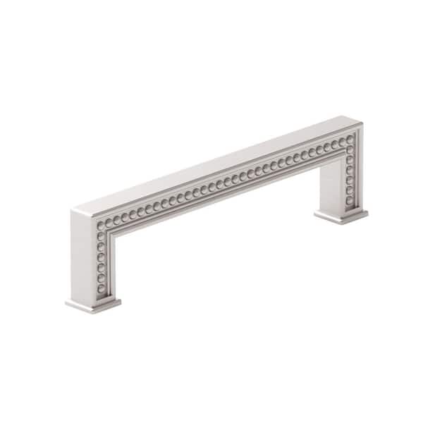 Richelieu Hardware Torcello Collection 5 1/16 in. (128 mm) Beaded Brushed Nickel Transitional Rectangular Cabinet Bar Pull