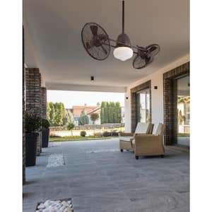 Gyro Wet 42 in. LED Indoor/Outdoor Oil Rubbed Bronze Twin Turbo Ceiling Fan with Light and Wall Control