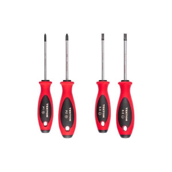 Phillips and Slotted Screwdriver Set-4 Inch Shanks, 4-Piece (#1-#2,5.5-6.5 mm)