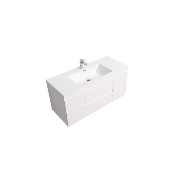 Equinox 48 in. in. W x 19-5/8 in. in. D x 22-1/2 in. in. H Floating Bath Vanity White Glossy White Ceramic Top Assembled