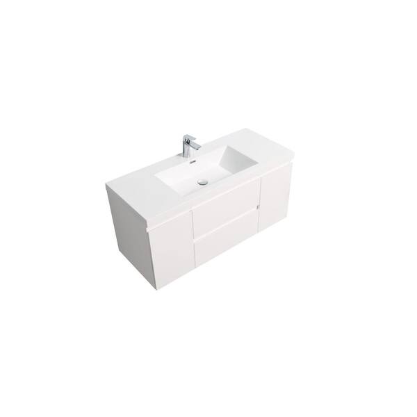 Equinox 60" in. W x 19-5/8" in. D x 22-1/2" in. H Floating Bath Vanity in White Glossy with White Resin Top Assembled