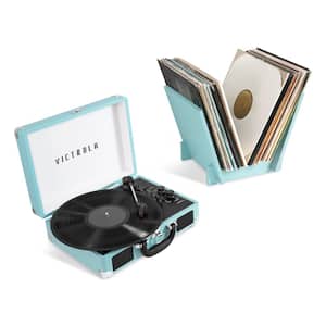 Journey Plus Bluetooth Suitcase Record Player with Matching Record Stand