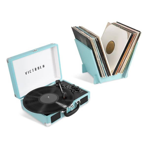 Victrola Journey Plus Bluetooth Suitcase Record Player with Matching Record Stand