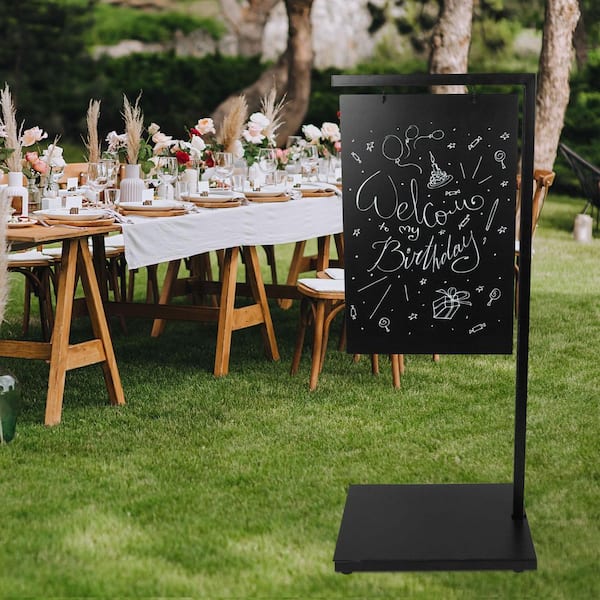 Afoxsos 1-Pack Double-Sided Hanging Chalkboard Sign Board with
