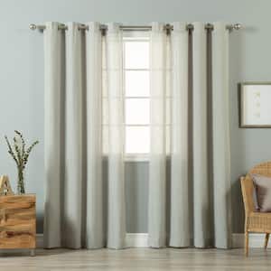 Grey Linen Linen Grommet Room Darkening Curtain - 52 in. W x 84 in. L (Set of 2)