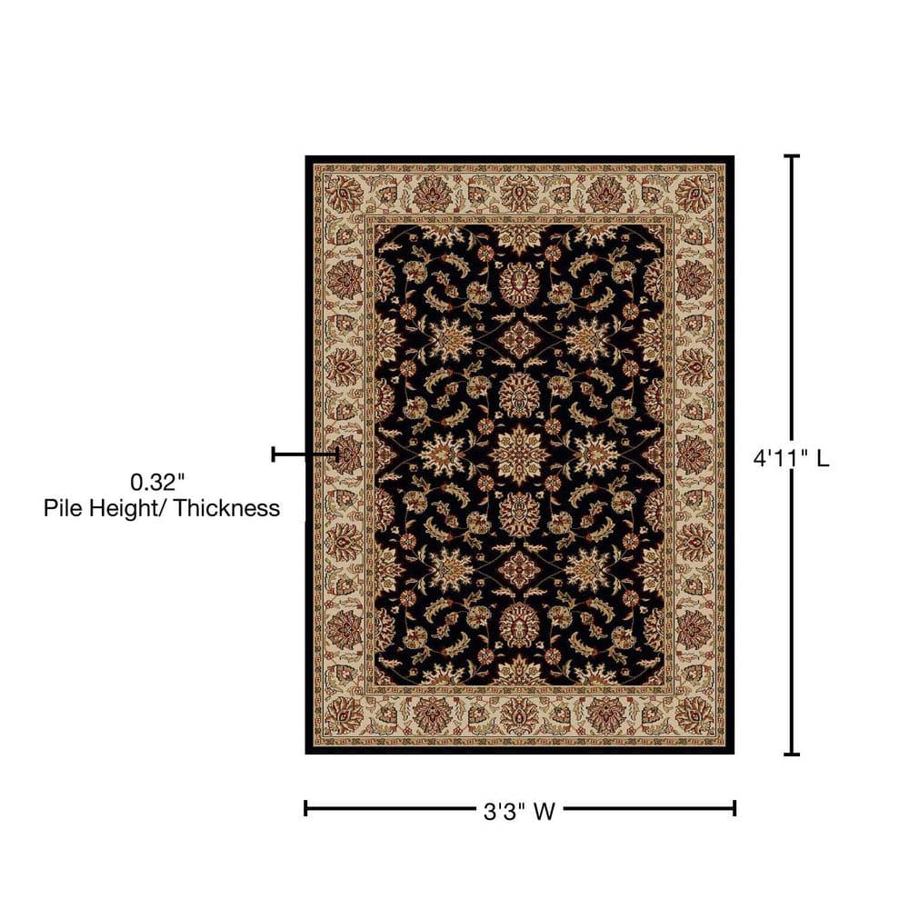Radici Black and Beige Synthetic Rectangular Area Rug