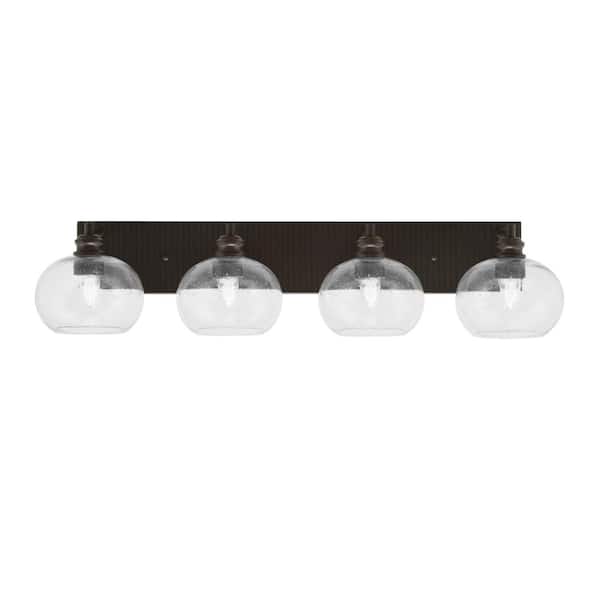Unbranded Albany 34 in. 4 Light Espresso Vanity Light with Clear Bubble Glass Shades