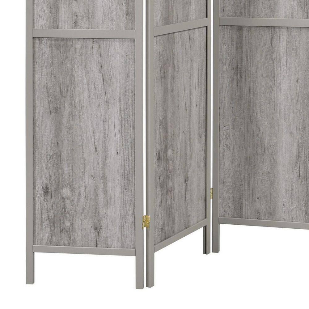 70 Inch Gray Wood 4 Panel Folding Screen Room Divider