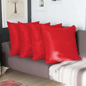 Honey Decorative Throw Pillow Cover Solid Color 26 in. x 26 in. Red Square Euro Pillowcase Set of 4