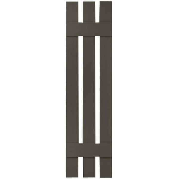 Ekena Millwork 12 in. x 29 in. Lifetime Vinyl Custom Three Board Spaced Board and Batten Shutters Pair Musket Brown