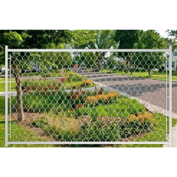 6 ft. W x 3.8 ft. H Adjustable Chain Link Walk Fence Gate with Round Corner Frame for Decking and Fencing