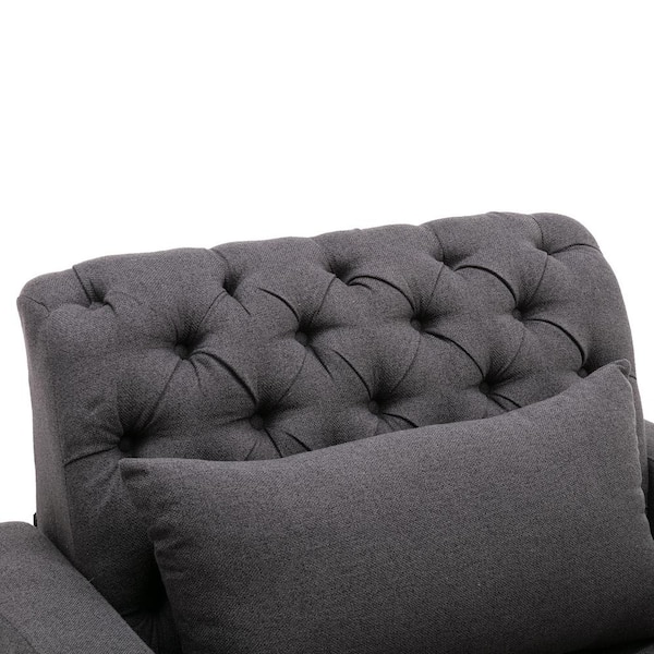 Grey Polyester Ottoman Chaise Lounge for Small Space with Pillow OSB4038 -  The Home Depot