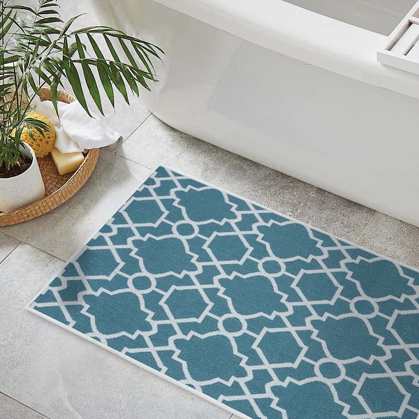 Red Geometric Kitchen MatAnti Slip Washable Utility Room MatAbsorbent Mats 