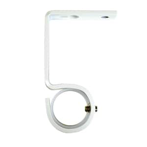 White Steel Single 2.5 in. Projection Ceiling Curtain Rod Bracket (Set of 2)