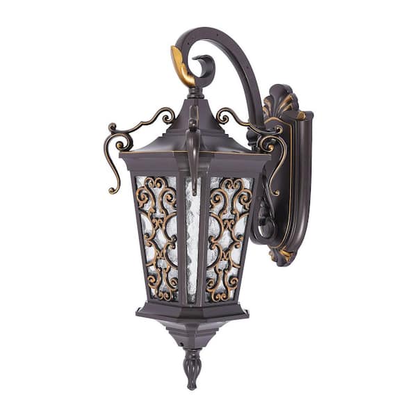 16.53 in. Dark Coffee Modern Outdoor Waterproof Hardwired Wall Lantern Sconce with No Bulbs Included