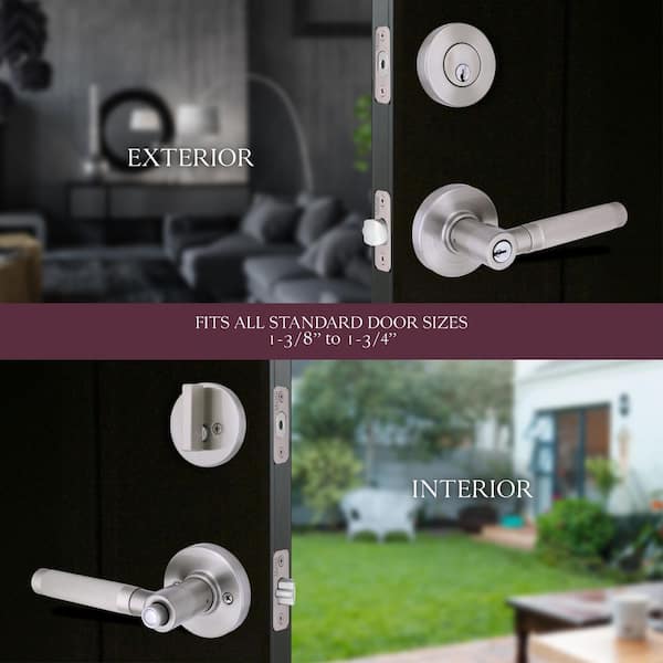 Woodcliff Satin Nickel Single Cylinder Door Lever Combo Pack Featuring Dual Keyway