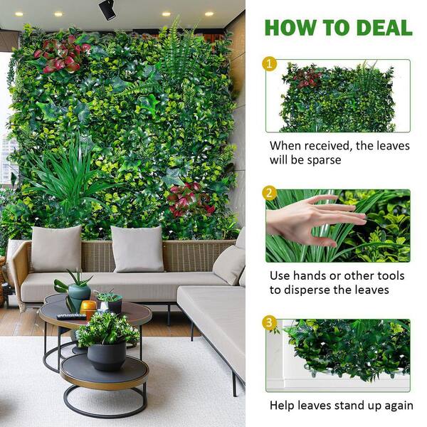 20in.Outdoor Green Artificial Grass Boxwood Panel 20-Piece Grass