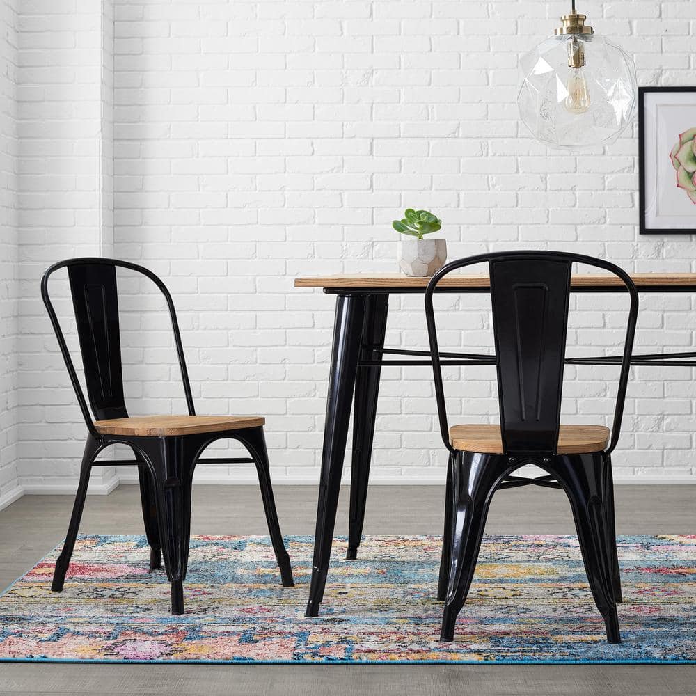 StyleWell Finwick Black Metal Dining Chair (Set of 2) CW801A-18-BLK The  Home Depot