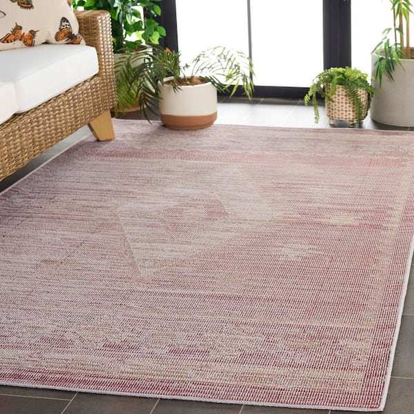 Hammock Plum/Ivory 9 ft. x 12 ft. Machine Washable Distressed Diamond Medallion Area Rug