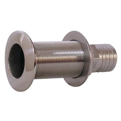 Stainless Steel Thru-Hull with Barb - 1-1/2 in. Hose, 5/8 in. Hull Thickness