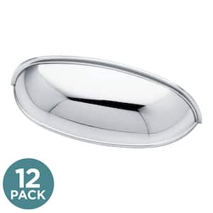 Cup 2-1/2 or 3 in. (64/76 mm) Polished Chrome Cabinet Drawer Cup Pull (12-Pack)