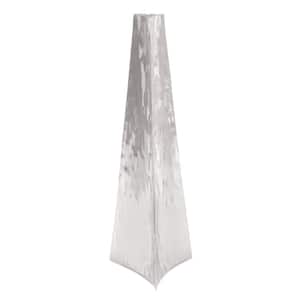 15 in. Silver Hammered Stainless Steel Metal Decorative Vase