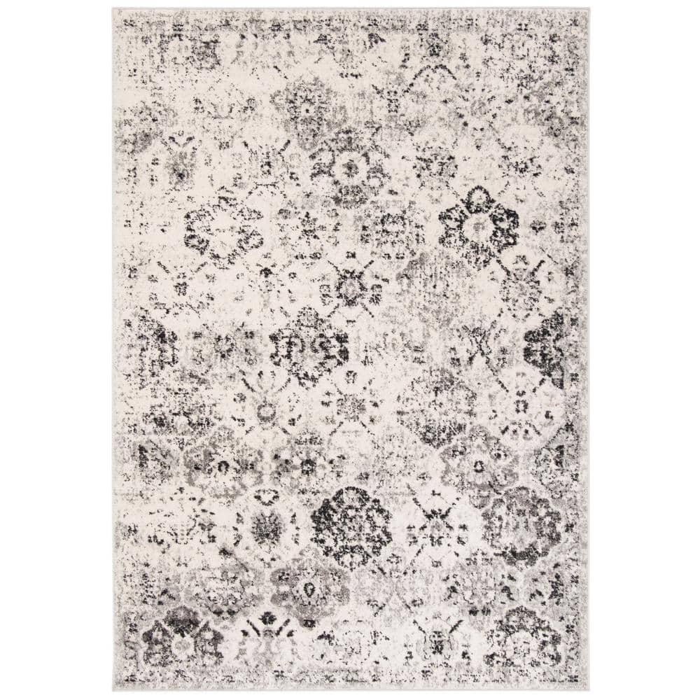 Reversible Silver Grey Synthetic Rectangular Rug - Easy Care and Stain-Resistant