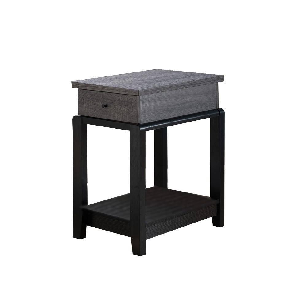 FC Design 24 in. H Distressed Grey and Black 2-Tone End Table with ...