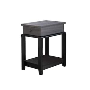24 in. H Distressed Grey and Black 2-Tone End Table with Bottom Shelf