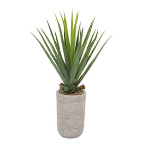 41 in. H Agave Artificial Plant with Realistic Leaves and Beige Ceramic Pot