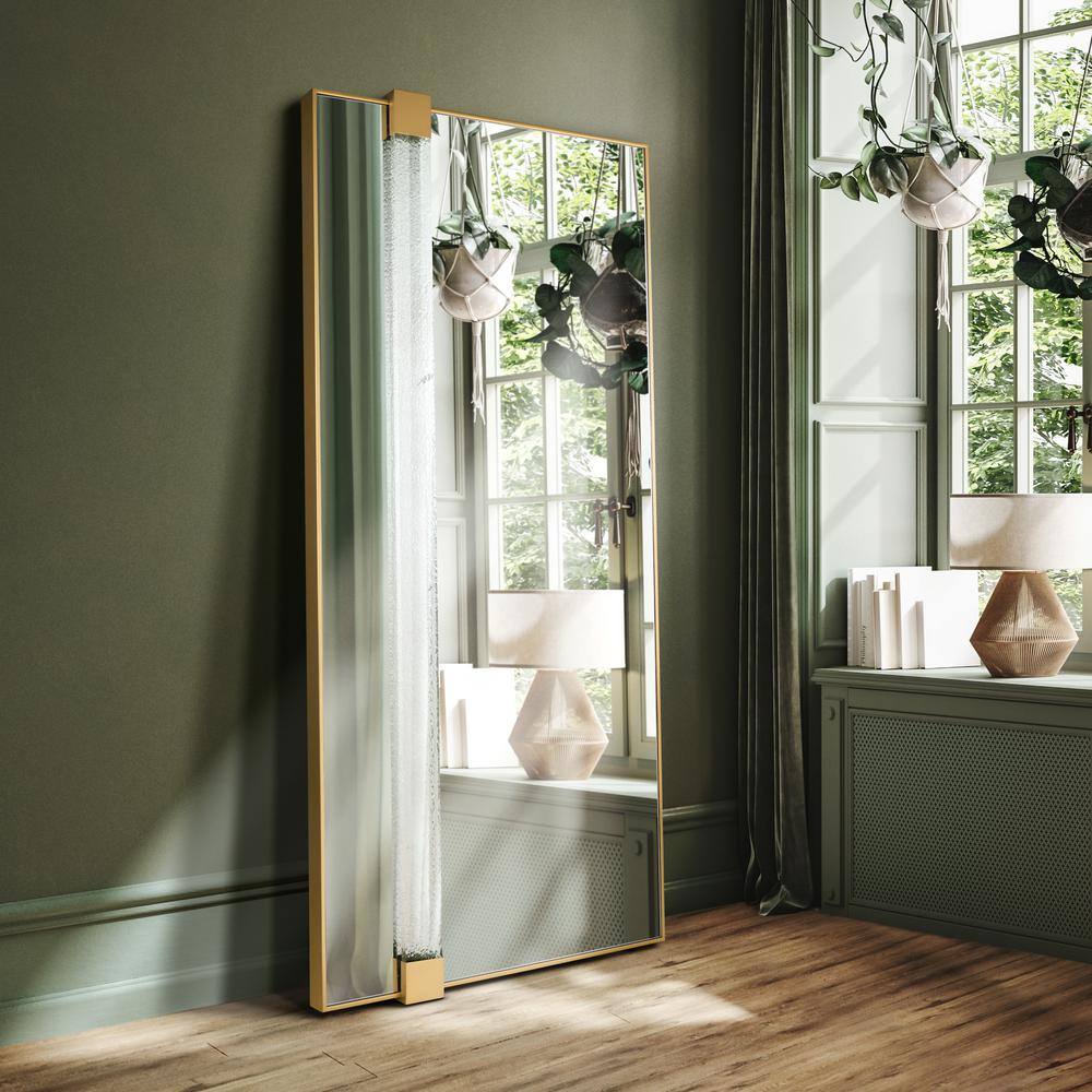Gleaming Horizon 40"x80" Silver Mirror with Gold Iron Frame