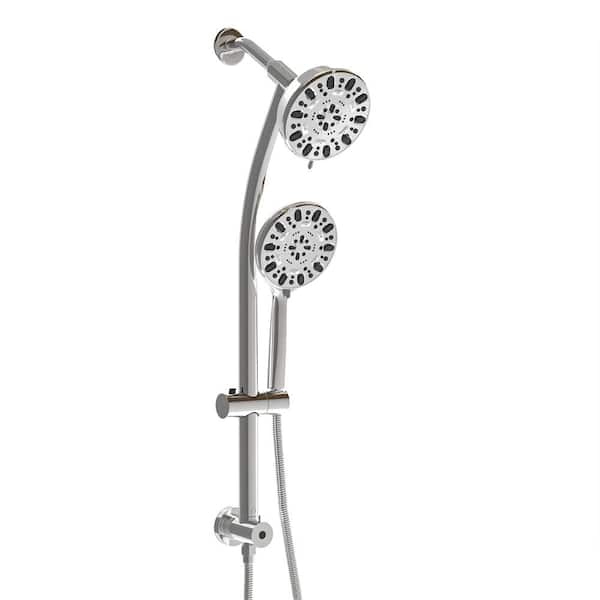 Lukvuzo 7-Spray 1.8 Flow Rate Shower System with 4.7 Dual Rain Showerhead, 7-Function Hand Shower, Adjustable Slide Bar, Chrome