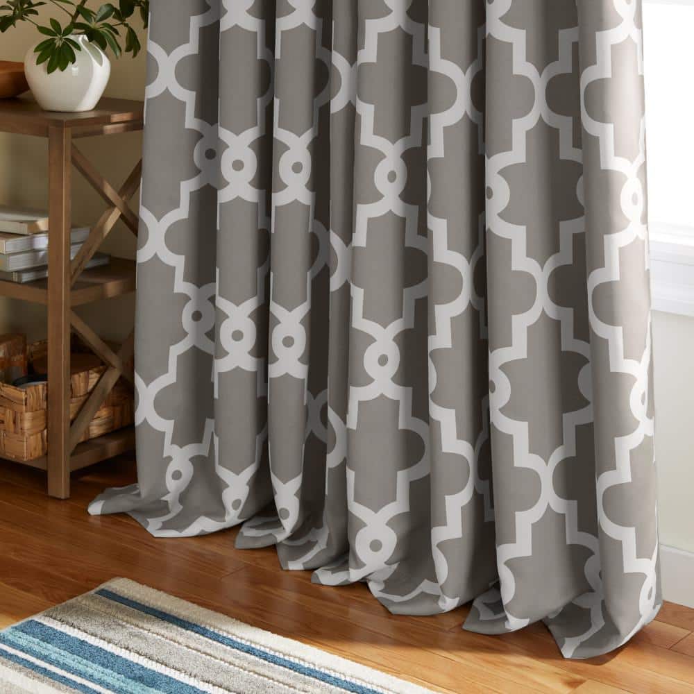 Silver and Mecca Orange Polyester Blackout Grommet Window Panels