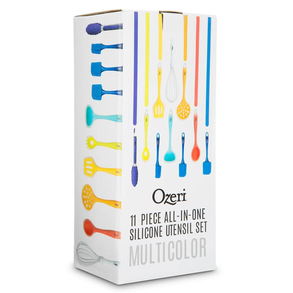 Ozeri 11-Piece Multicolor Silicone Kitchen Utensil Set with Holder