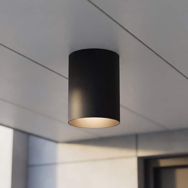 Cylinder Collection 5" Black Modern Outdoor Ceiling Light