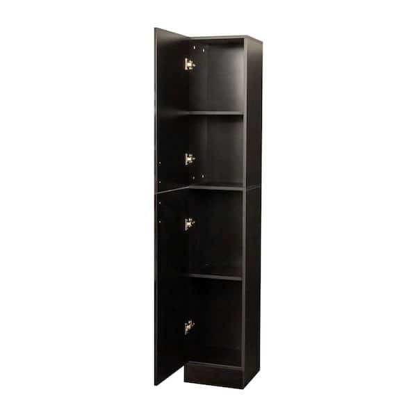 Unbranded 13.78 in. W x 11.5 in. D x 74.8 in. H Bathroom Black Linen Cabinet