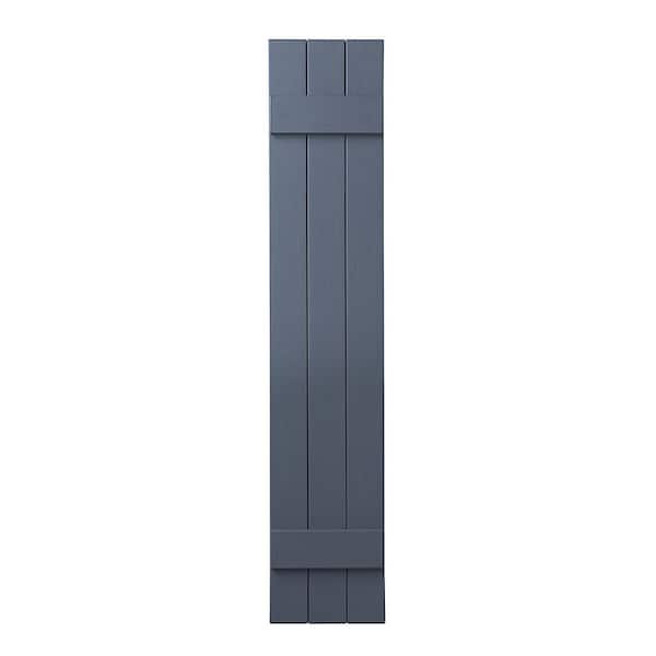Ply Gem 11 in. x 51 in. Polypropylene Plastic 3-Board Closed Board and Batten Shutters Pair in Blue