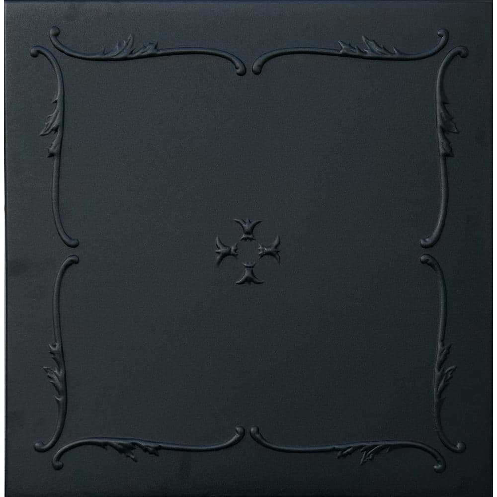 Spring Buds Black Matte 1.6 ft. x 1.6 ft. Glue Up Foam Ceiling Tile (21.6 s