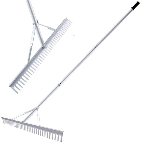 36 in Aluminum Landscape Rake Adjustable Handle Silver 1 Piece EDA0116 ...