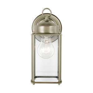 New Castle 1-Light Antique Brushed Nickel Outdoor Wall Lantern