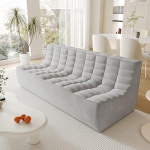 82.68 in. W Gray Linen Polyester Modular Reclining 3-Seater Loveseat