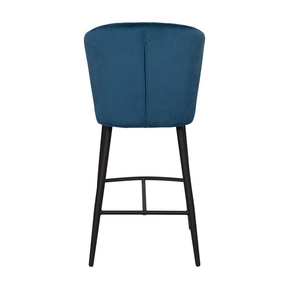 Jasper Navy Blue Velvet Counter Height Barstools, Set of 2