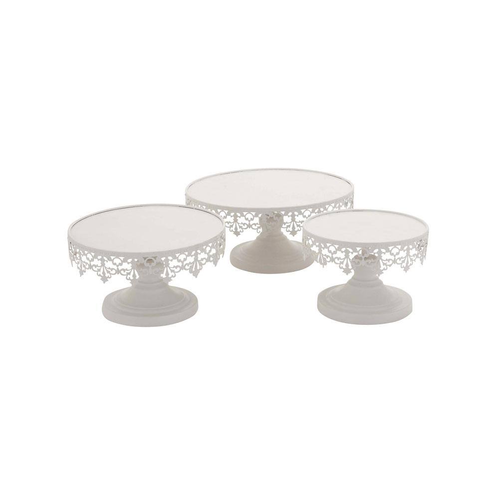 White Metal Pedestal Cake Stand Set of Three