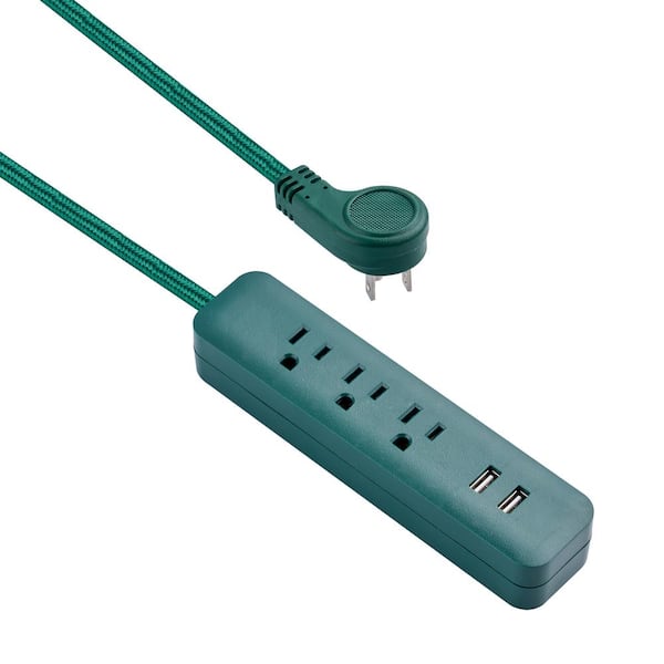 PRIVATE BRAND UNBRANDED - 3 ft. 3-Outlet 2-USB Surge Protector (2-Pack)