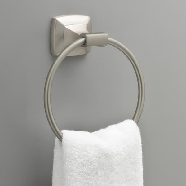 Delta Portwood Wall Mount Round Closed Towel Ring Bath Hardware Accessory  in Brushed Nickel PWD46-BN - The Home Depot