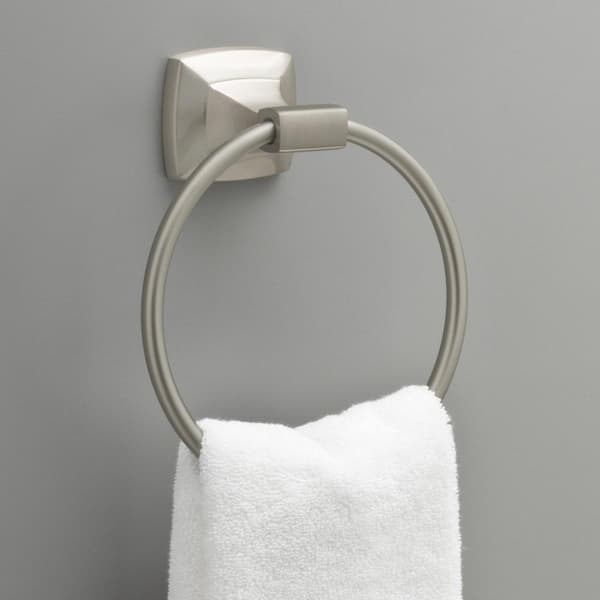 Portwood Wall Mount Round Closed Towel Ring Bath Hardware Accessory in Brushed Nickel