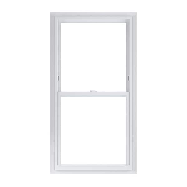 American Craftsman 32 in. x 62 in. 70 Series White Single Hung Low-E Argon SC Glass Vinyl Fin with J Window, Screen Incl